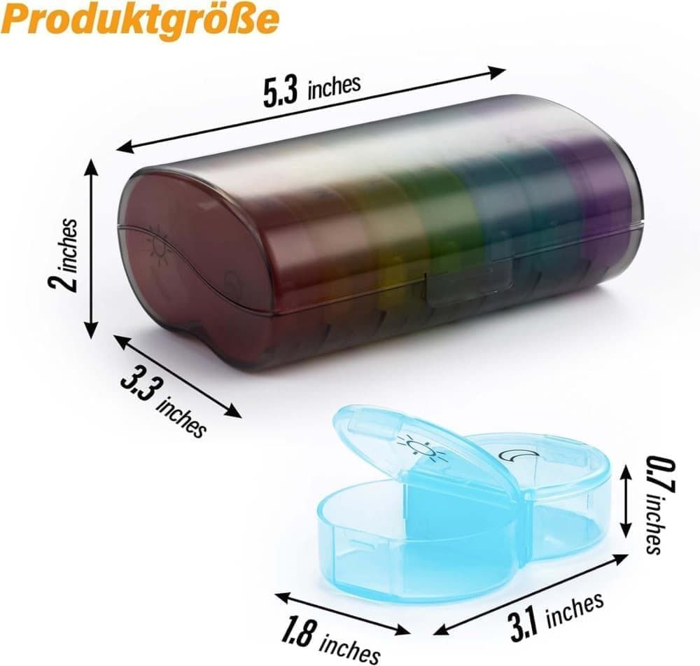 Round 7-Day Medicine Dosett, XL Weekly Pill Storage with Large Compartments, Gray, BPA-Free Plastic, Secure Snap Lid