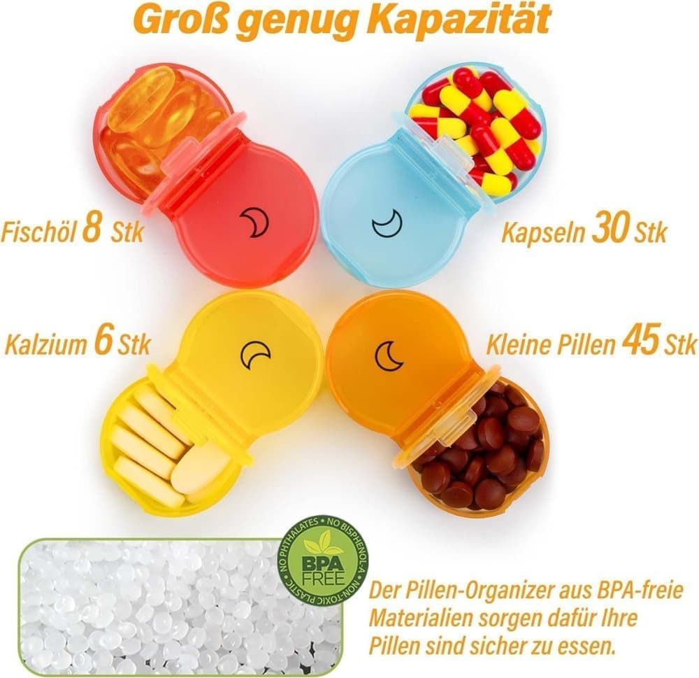 Round 7-Day Medicine Dosett, XL Weekly Pill Storage with Large Compartments, Gray, BPA-Free Plastic, Secure Snap Lid