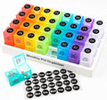 Monthly Pill Case with 32 Removable Compartments and Marking Labels, Twice a Day 30-Day Pill Organizer, Transparent, ABS Material