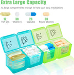 Monthly Pill Case with 32 Removable Compartments and Marking Labels, Twice a Day 30-Day Pill Organizer, Transparent, ABS Material