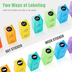 Monthly Pill Case with 32 Removable Compartments and Marking Labels, Twice a Day 30-Day Pill Organizer, Transparent, ABS Material