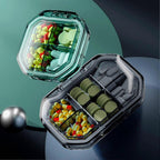 Practical 7-Day Pill Box with 4/6 Compartments, Large Space Buckle and Sealed Pocket-Sized Medicine Case, Green B, PS Material