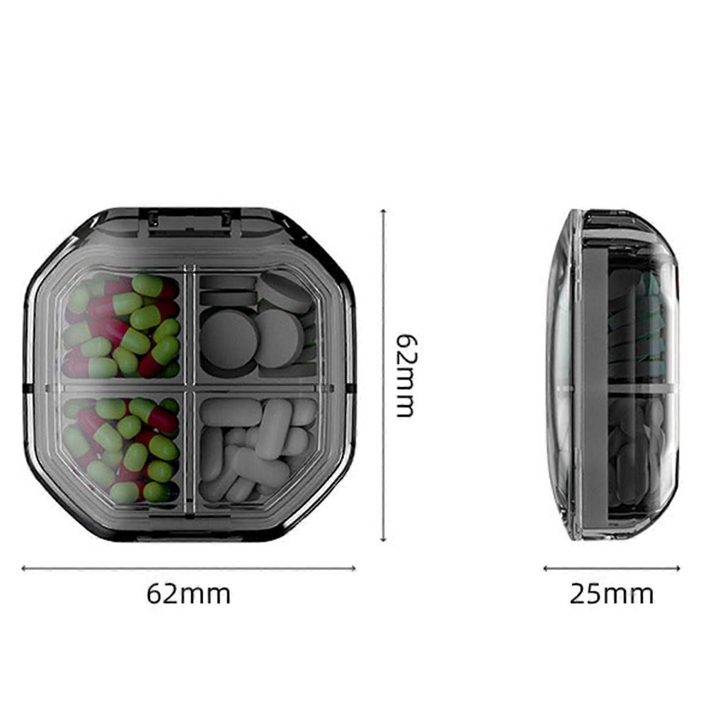 Practical 7-Day Pill Box with 4/6 Compartments, Large Space Buckle and Sealed Pocket-Sized Medicine Case, Green B, PS Material