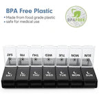 Daily Pill Organizer 2 Times a Day, Large Weekly Morning Evening Day Night Medicine Case, 7-Day Pill Box, PP Plastic Material