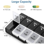 Daily Pill Organizer 2 Times a Day, Large Weekly Morning Evening Day Night Medicine Case, 7-Day Pill Box, PP Plastic Material