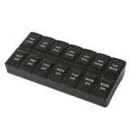 Spacious Practical Dosett Medical Tablet Bag, 14-Compartment Morning Evening Weekly Pill Organizer, Black and White, Plastic Material