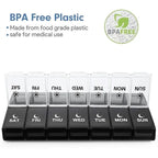 Weekly AM PM Pill Organizer for Twice Daily Use, 14-Compartment Pill Case for Vitamins and Medicine, PP Plastic Material