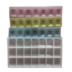 Light and Convenient 21-Compartment Dosett Medicine Box Weekly Pill Organizer, Multicolor, PP Material, 22 x 12 x 2.7 cm
