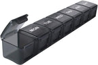 Extra Large 7-Day Weekly Pill Organizer, Travel Pill Case with Daily Boxes and BPA-Free Pill Dispenser, Transparent