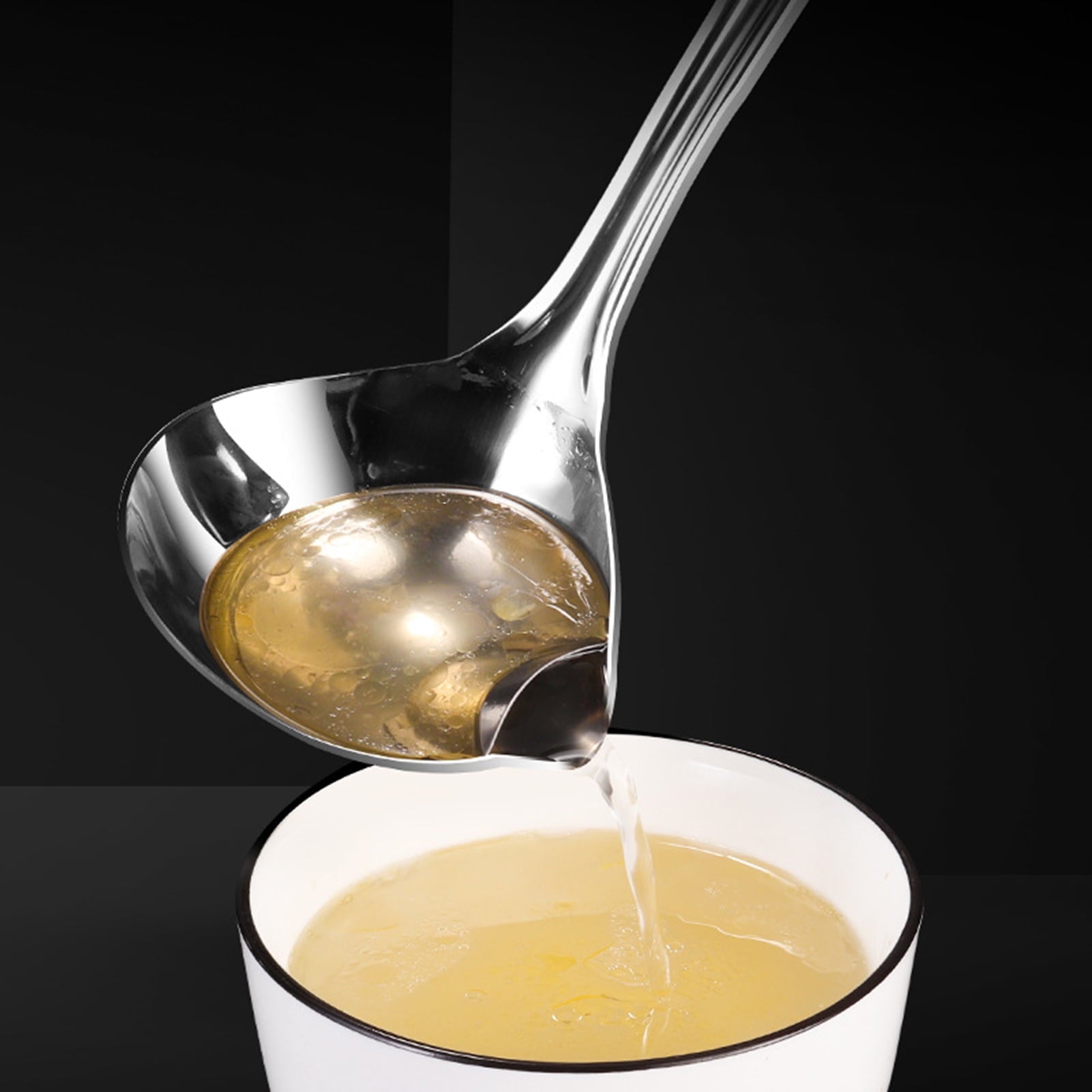 Reheyre Scalding Resistant Stainless Steel Soup Ladle with Long Handle - Cookware Supplies L As the picture