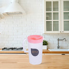 Water Pitcher with Lid, 2.2 L Plastic Pitcher for Tea & Juice Water, Hot/Cold Water Jug, Tea Pitcher, Juice Pitcher for Kitchen Living Room, 8.74" x 5.52 Pink