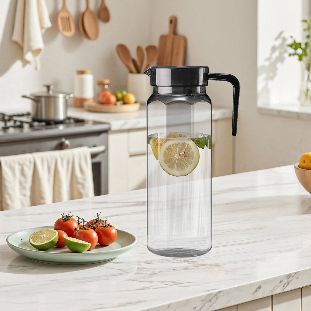 Water Pitcher with Lid, 2 L Plastic Pitcher for Tea & Juice Water, Hot/Cold Water Jug, Tea Pitcher, Juice Pitcher, 13.5 x 7.2 x 4.7 Inch Z-2-Gray