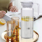 Water Pitcher with Lid, 2 L Plastic Pitcher for Tea & Juice Water, Hot/Cold Water Jug, Tea Pitcher, Juice Pitcher, 13.5 x 7.2 x 4.7 Inch Z-3-Clear