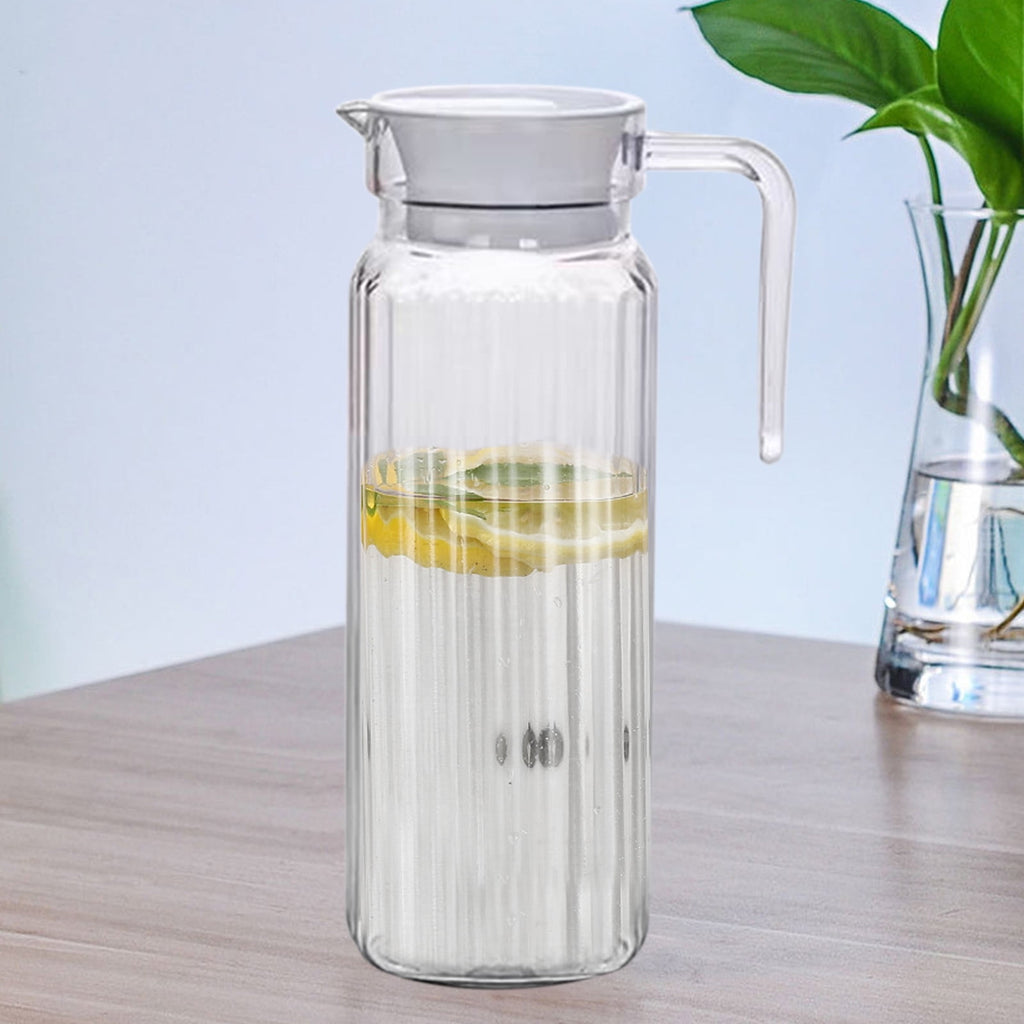 Water Pitcher with Lid, 2 L Plastic Pitcher for Tea & Juice Water, Hot/Cold Water Jug, Tea Pitcher, Juice Pitcher, 13.5 x 7.2 x 4.7 Inch Z-3-Clear