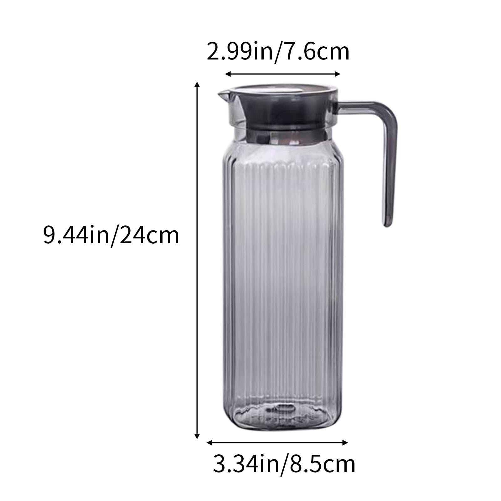 Water Pitcher with Lid, 2 L Plastic Pitcher for Tea & Juice Water, Hot/Cold Water Jug, Tea Pitcher, Juice Pitcher, 13.5 x 7.2 x 4.7 Inch Z-3-Gray