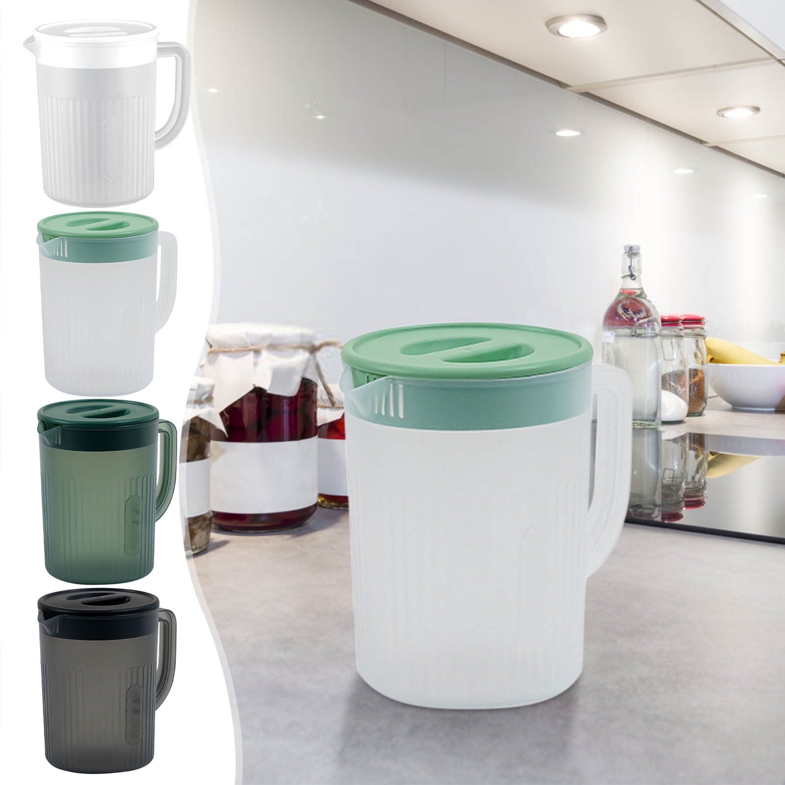 Water Pitcher with Lid, 2 L Plastic Pitcher for Tea & Juice Water, Hot/Cold Water Jug, Tea Pitcher, Juice Pitcher, 13.5 x 7.2 x 4.7 Inch Z-4-B