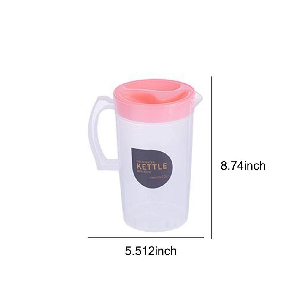 Water Pitcher with Lid, 2 L Plastic Pitcher for Tea & Juice Water, Hot/Cold Water Jug, Tea Pitcher, Juice Pitcher, 13.5 x 7.2 x 4.7 Inch Z-5-Pink