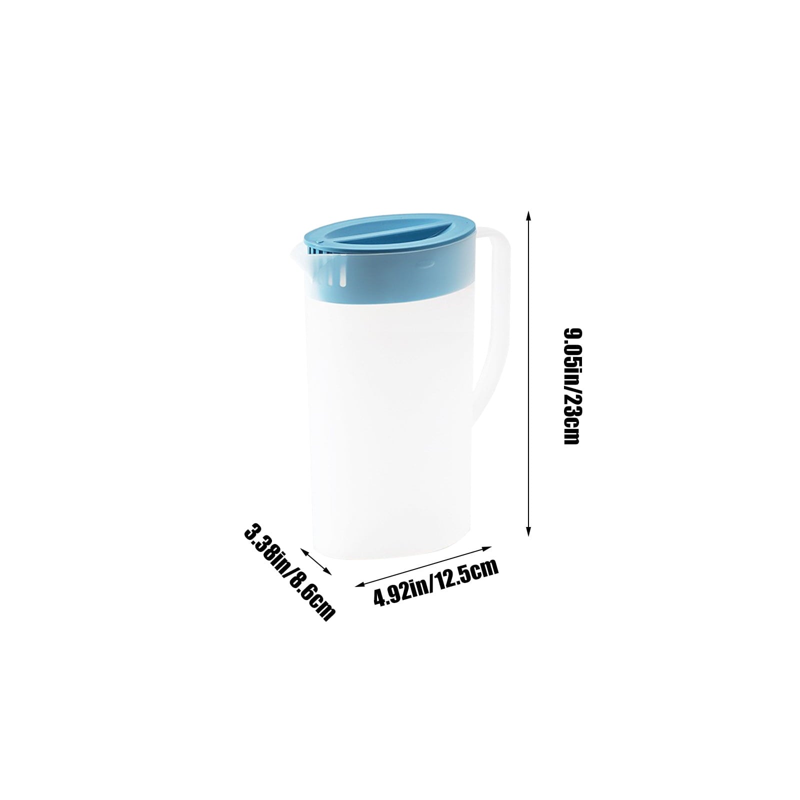 Water Pitcher with Lid, 2 L Plastic Pitcher for Tea & Juice Water, Hot/Cold Water Jug, Tea Pitcher, Juice Pitcher, 13.5 x 7.2 x 4.7 Inch Z-6-Blue