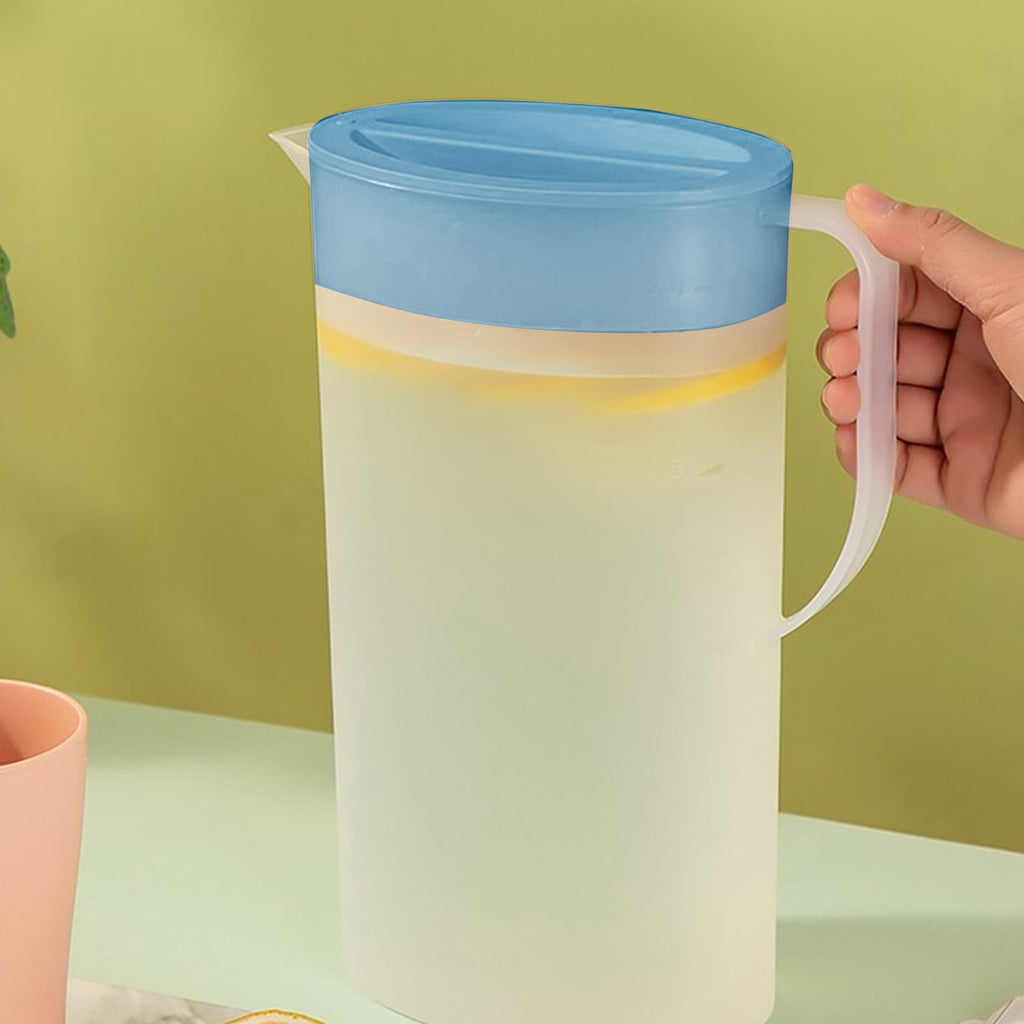 Water Pitcher with Lid, 2 L Plastic Pitcher for Tea & Juice Water, Hot/Cold Water Jug, Tea Pitcher, Juice Pitcher, 13.5 x 7.2 x 4.7 Inch Z-6-Blue