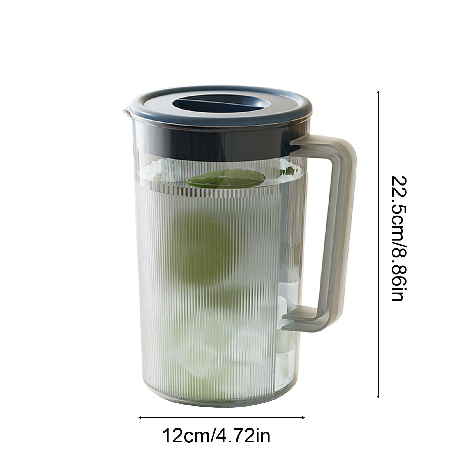 Water Pitcher with Lid, 2 L Plastic Pitcher for Tea & Juice Water, Hot/Cold Water Jug, Tea Pitcher, Juice Pitcher, 13.5 x 7.2 x 4.7 Inch Z-7-Blue