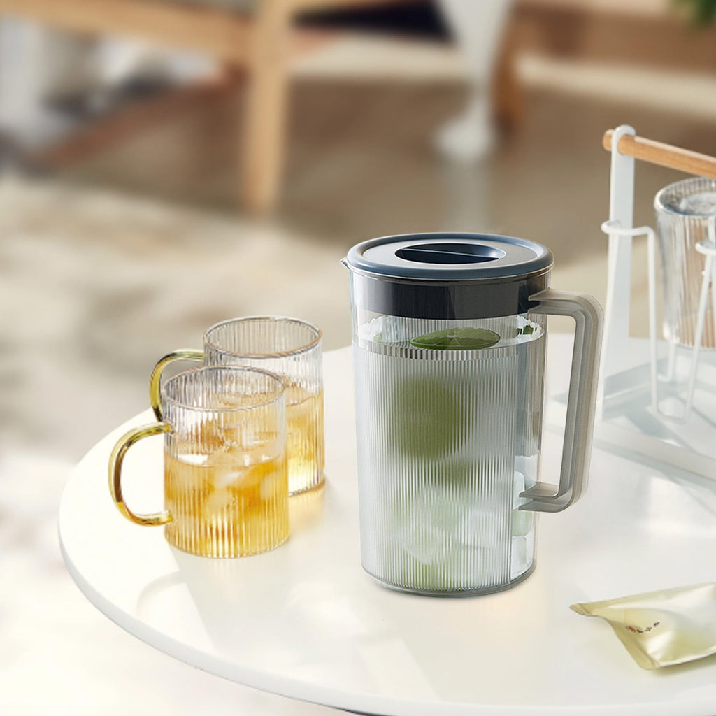 Water Pitcher with Lid, 2 L Plastic Pitcher for Tea & Juice Water, Hot/Cold Water Jug, Tea Pitcher, Juice Pitcher, 13.5 x 7.2 x 4.7 Inch Z-7-Blue