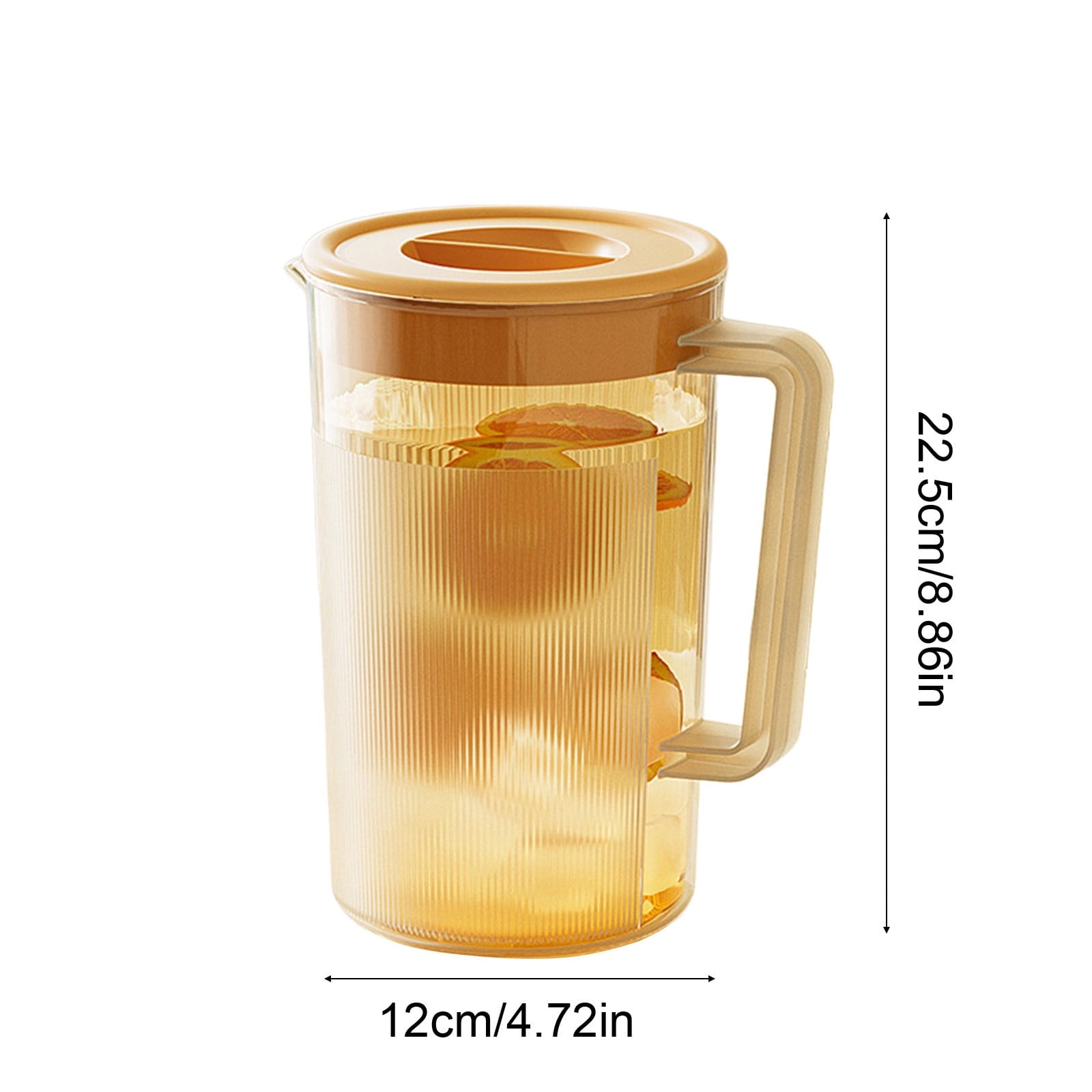 Water Pitcher with Lid, 2 L Plastic Pitcher for Tea & Juice Water, Hot/Cold Water Jug, Tea Pitcher, Juice Pitcher, 13.5 x 7.2 x 4.7 Inch Z-7-Orange