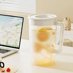 Water Pitcher with Lid, 2 L Plastic Pitcher for Tea & Juice Water, Hot/Cold Water Jug, Tea Pitcher, Juice Pitcher, 13.5 x 7.2 x 4.7 Inch Z-7-White