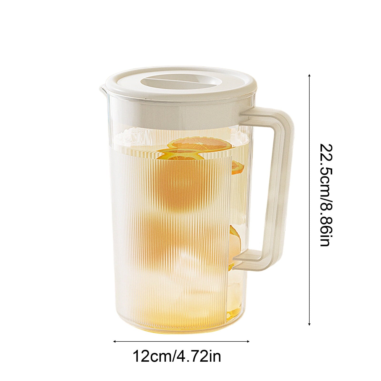 Water Pitcher with Lid, 2 L Plastic Pitcher for Tea & Juice Water, Hot/Cold Water Jug, Tea Pitcher, Juice Pitcher, 13.5 x 7.2 x 4.7 Inch Z-7-White