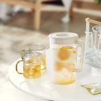 Water Pitcher with Lid, 2 L Plastic Pitcher for Tea & Juice Water, Hot/Cold Water Jug, Tea Pitcher, Juice Pitcher, 13.5 x 7.2 x 4.7 Inch Z-7-White