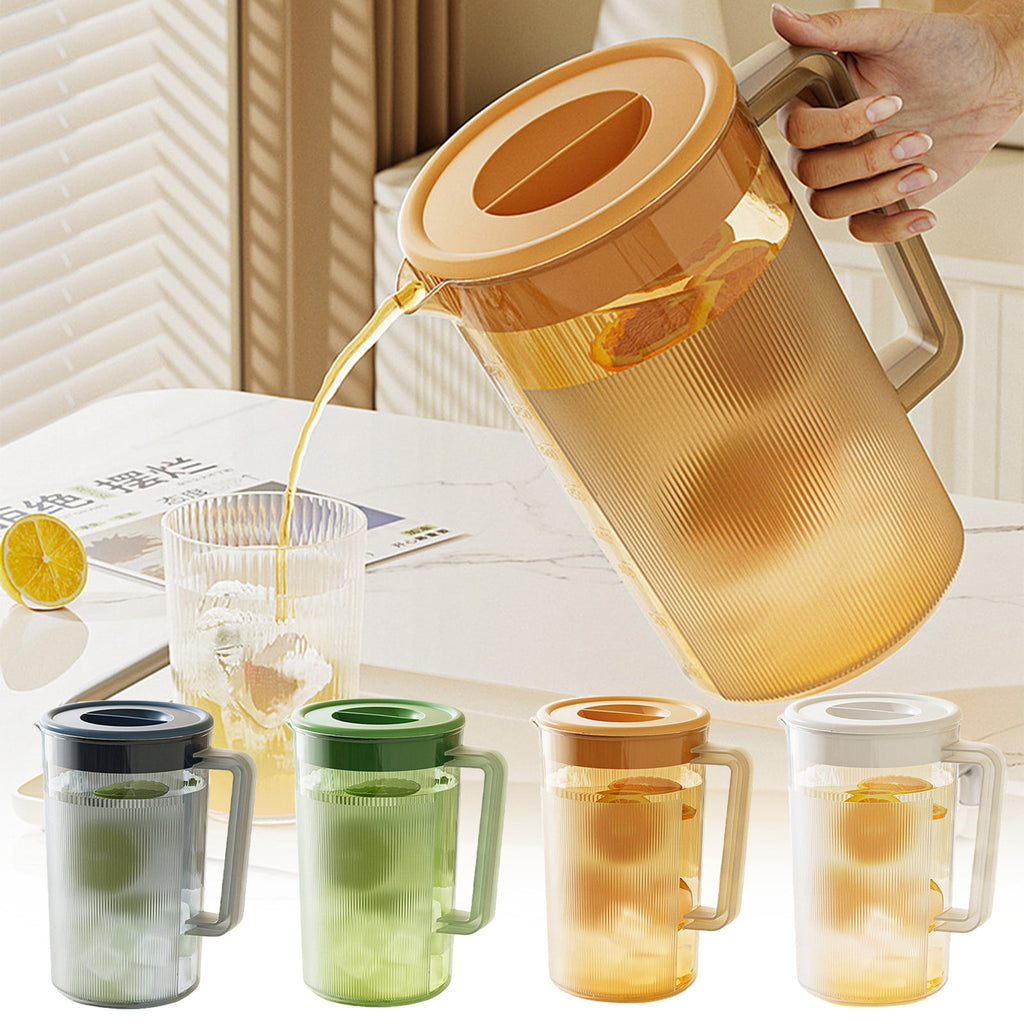 Water Pitcher with Lid, 2 L Plastic Pitcher for Tea & Juice Water, Hot/Cold Water Jug, Tea Pitcher, Juice Pitcher, 13.5 x 7.2 x 4.7 Inch Z-7-White
