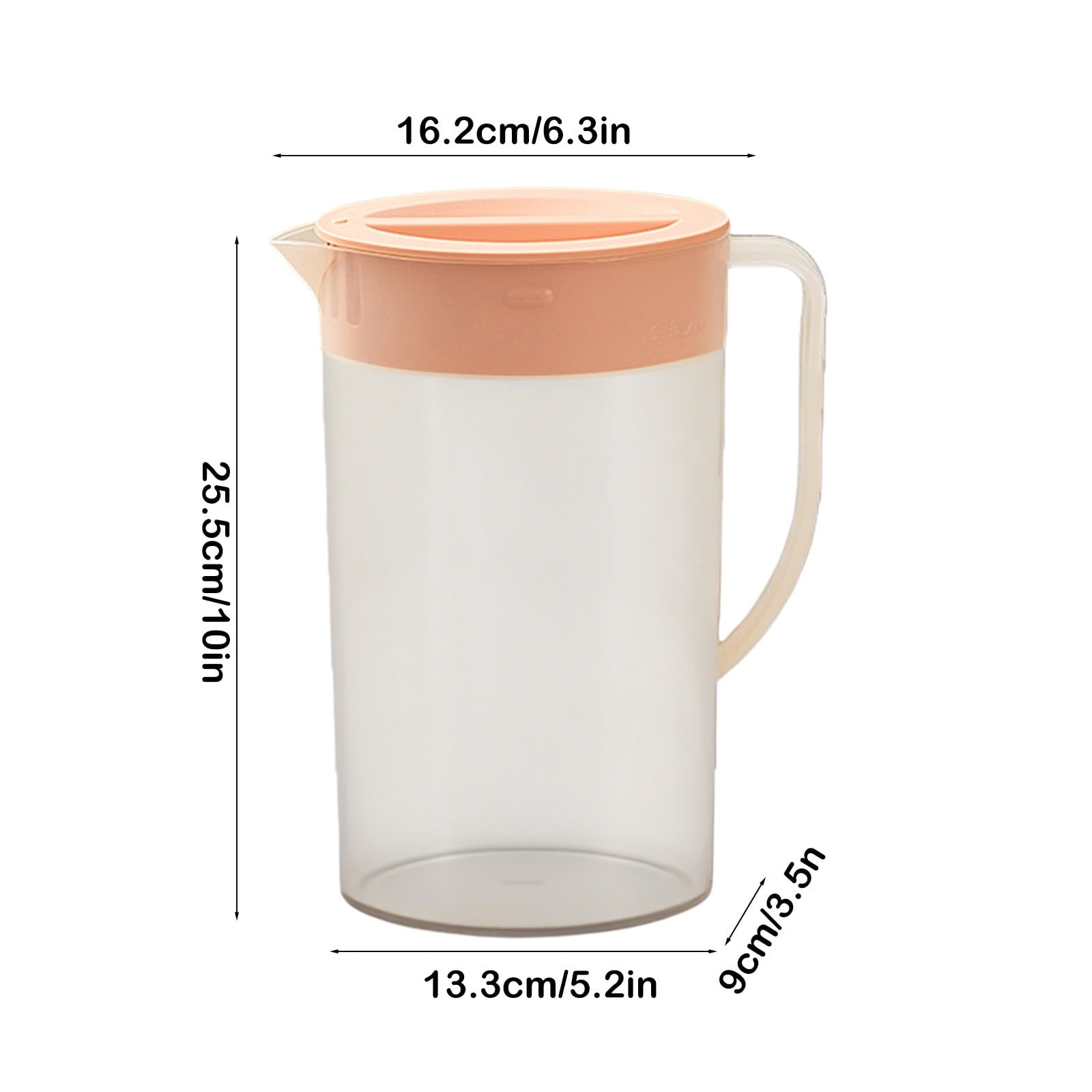 Water Pitcher with Lid, 2 L Plastic Pitcher for Tea & Juice Water, Hot/Cold Water Jug, Tea Pitcher, Juice Pitcher, 13.5 x 7.2 x 4.7 Inch Z-8-Pink