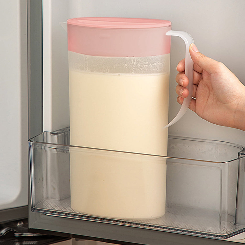 Water Pitcher with Lid, 2 L Plastic Pitcher for Tea & Juice Water, Hot/Cold Water Jug, Tea Pitcher, Juice Pitcher, 13.5 x 7.2 x 4.7 Inch Z-8-Pink