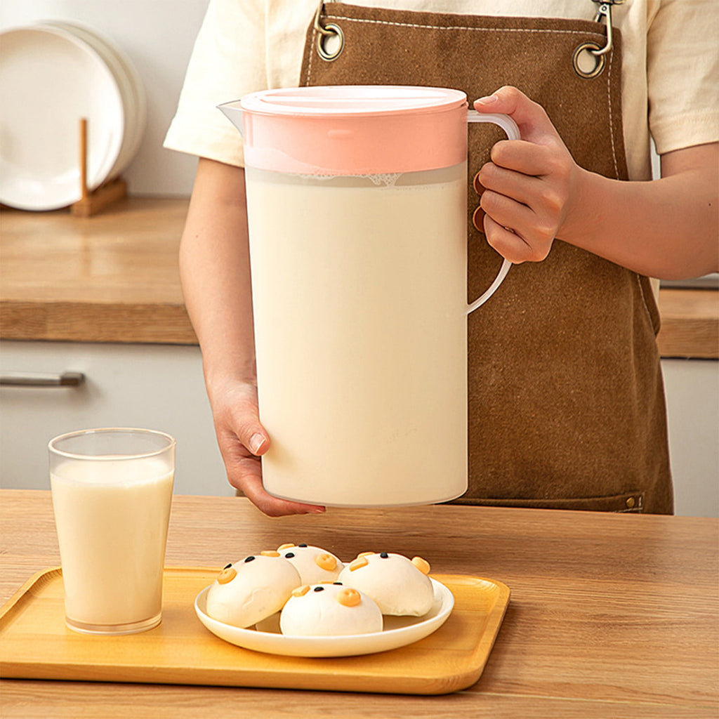 Water Pitcher with Lid, 2 L Plastic Pitcher for Tea & Juice Water, Hot/Cold Water Jug, Tea Pitcher, Juice Pitcher, 13.5 x 7.2 x 4.7 Inch Z-8-Pink