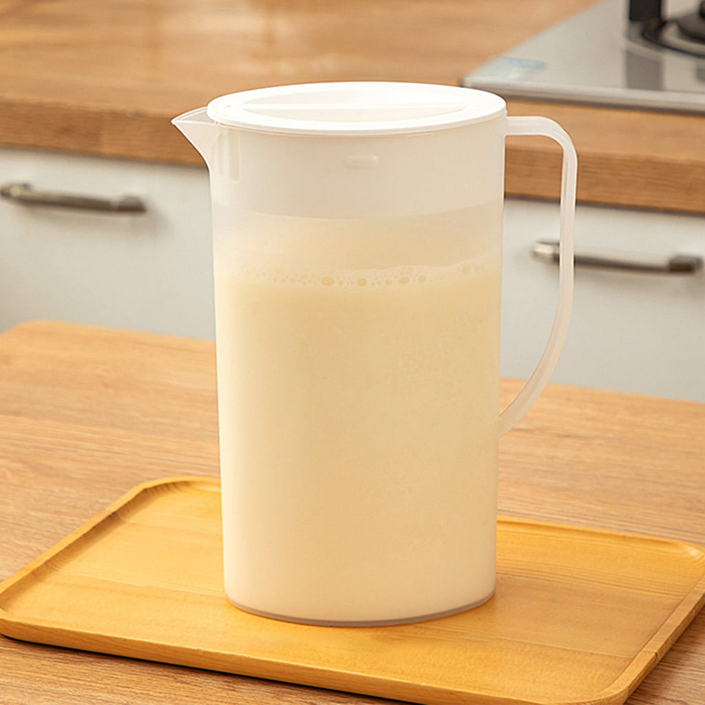 Water Pitcher with Lid, 2 L Plastic Pitcher for Tea & Juice Water, Hot/Cold Water Jug, Tea Pitcher, Juice Pitcher, 13.5 x 7.2 x 4.7 Inch Z-8-White