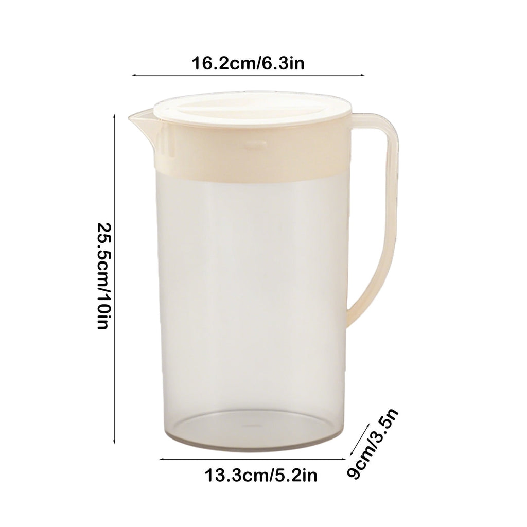 Water Pitcher with Lid, 2 L Plastic Pitcher for Tea & Juice Water, Hot/Cold Water Jug, Tea Pitcher, Juice Pitcher, 13.5 x 7.2 x 4.7 Inch Z-8-White