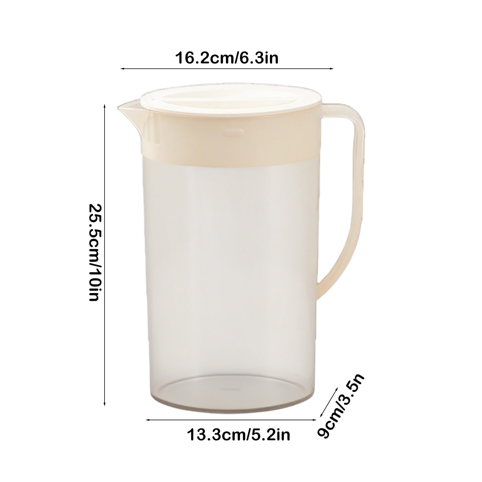 Water Pitcher with Lid, 2 L Plastic Pitcher for Tea & Juice Water, Hot/Cold Water Jug, Tea Pitcher, Juice Pitcher, 13.5 x 7.2 x 4.7 Inch Z-8-White