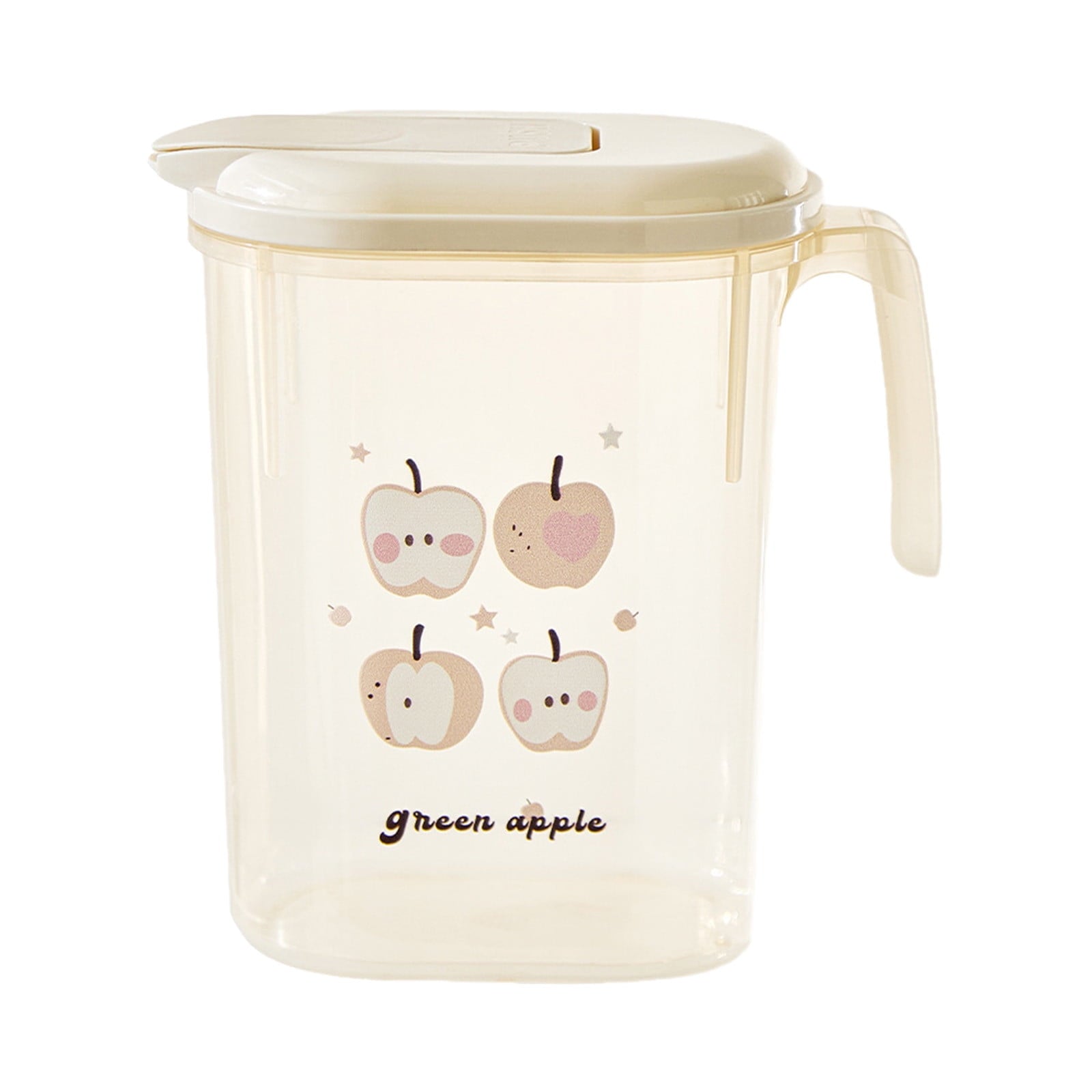 Water Pitcher with Lid, 2 L Plastic Pitcher for Tea & Juice Water, Hot/Cold Water Jug, Tea Pitcher, Juice Pitcher, 13.5 x 7.2 x 4.7 Inch Z-9-Beige