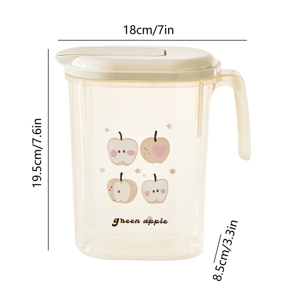 Water Pitcher with Lid, 2 L Plastic Pitcher for Tea & Juice Water, Hot/Cold Water Jug, Tea Pitcher, Juice Pitcher, 13.5 x 7.2 x 4.7 Inch Z-9-Beige