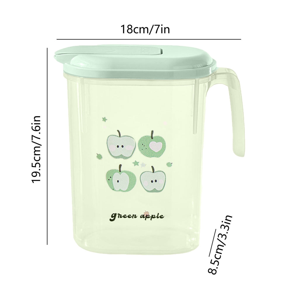 Water Pitcher with Lid, 2 L Plastic Pitcher for Tea & Juice Water, Hot/Cold Water Jug, Tea Pitcher, Juice Pitcher, 13.5 x 7.2 x 4.7 Inch Z-9-Green