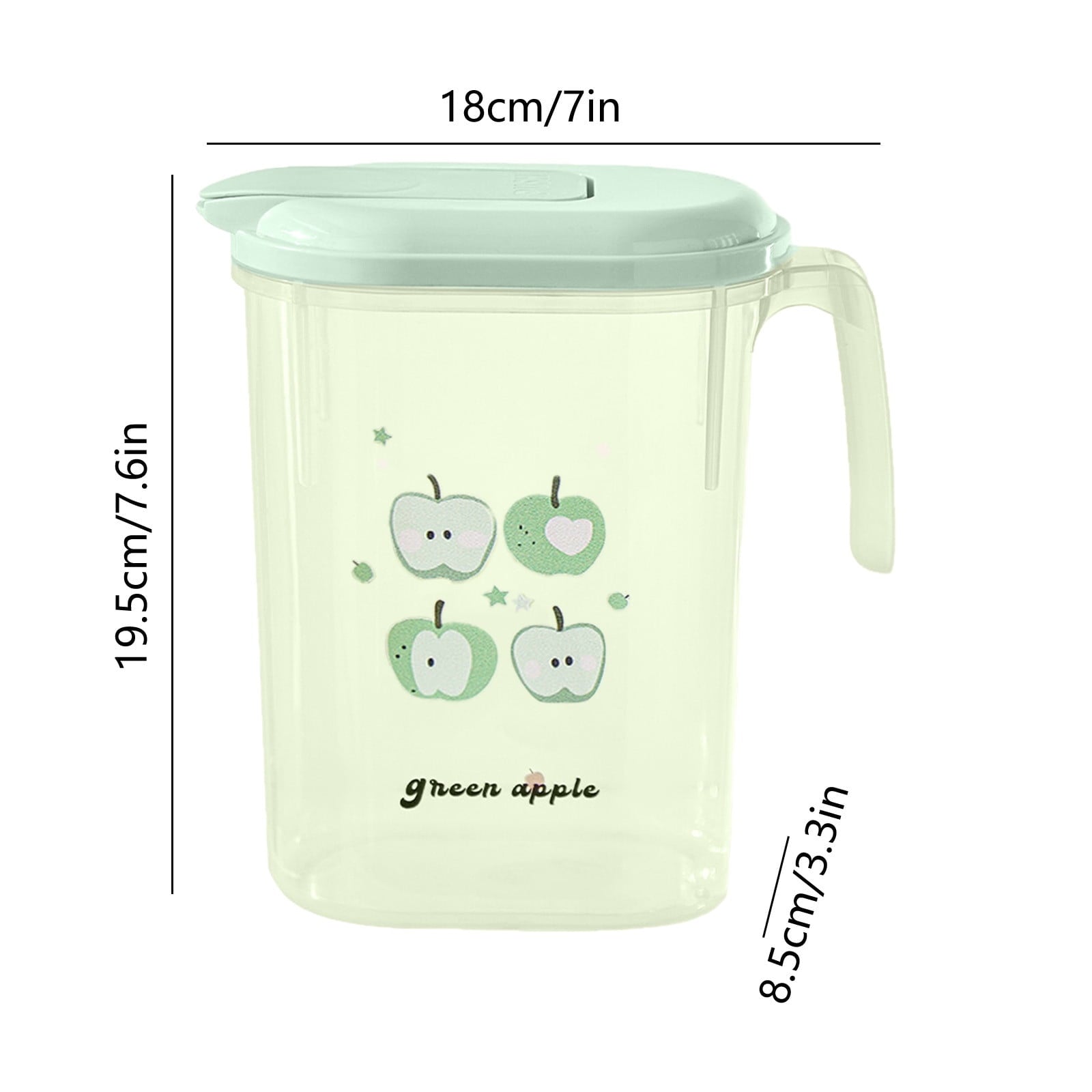 Water Pitcher with Lid, 2 L Plastic Pitcher for Tea & Juice Water, Hot/Cold Water Jug, Tea Pitcher, Juice Pitcher, 13.5 x 7.2 x 4.7 Inch Z-9-Green
