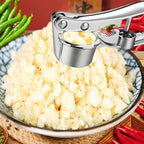 Stainless Steel Garlic Press Rocker, Garlic Mincer With Studs, Heavy Duty Garlic Chopper, Effective Garlic Peeler, Easy to Clean Kitchen Gadget for Minced Garlic, Dishwasher Safe 【500+ bought since yesterday】B