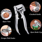 Stainless Steel Garlic Press Rocker, Garlic Mincer With Studs, Heavy Duty Garlic Chopper, Effective Garlic Peeler, Easy to Clean Kitchen Gadget for Minced Garlic, Dishwasher Safe 【Best Seller】C