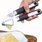 Stainless Steel Garlic Press Rocker, Garlic Mincer With Studs, Heavy Duty Garlic Chopper, Effective Garlic Peeler, Easy to Clean Kitchen Gadget for Minced Garlic, Dishwasher Safe 【Best Seller】E
