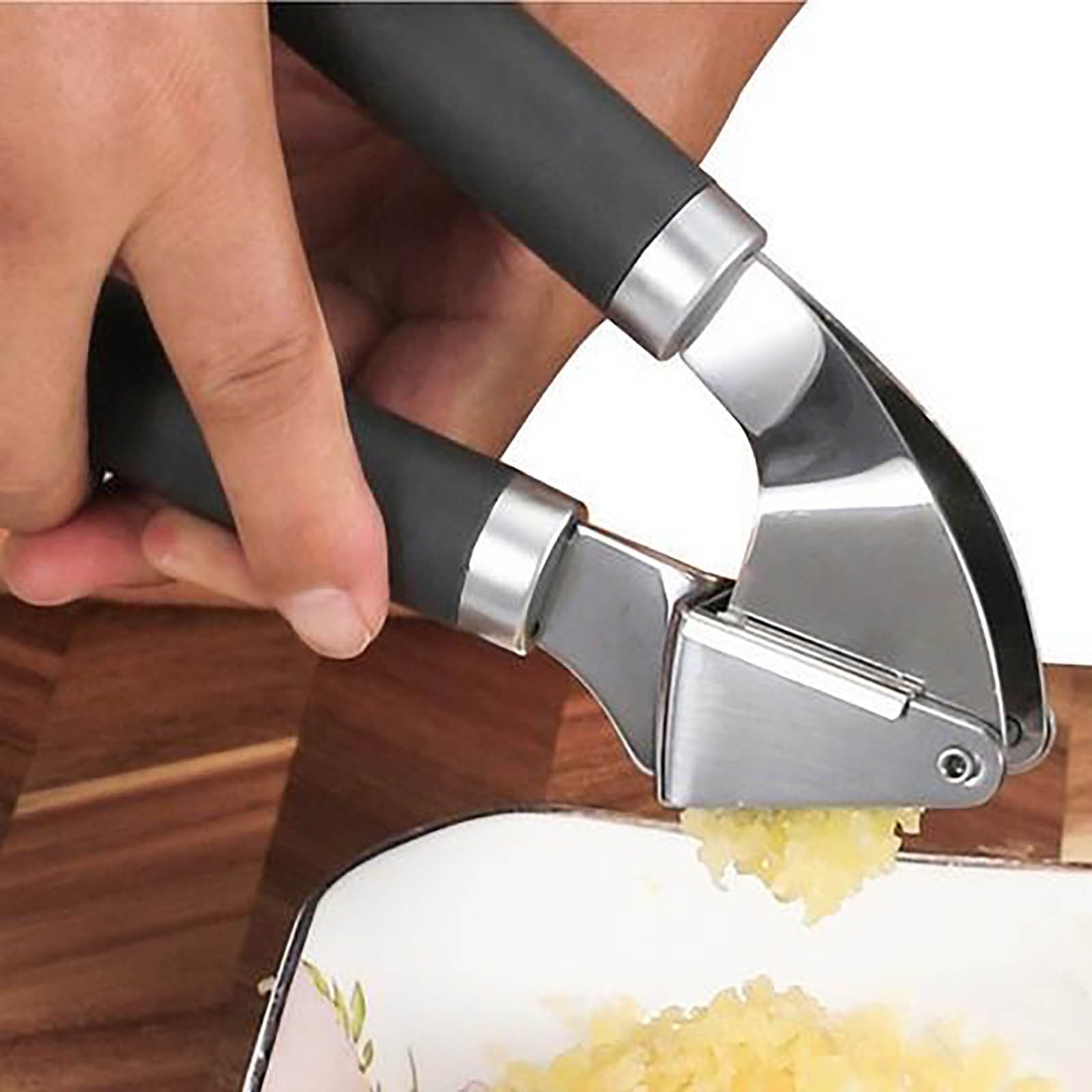 Stainless Steel Garlic Press Rocker, Garlic Mincer With Studs, Heavy Duty Garlic Chopper, Effective Garlic Peeler, Easy to Clean Kitchen Gadget for Minced Garlic, Dishwasher Safe 【Best Seller】E