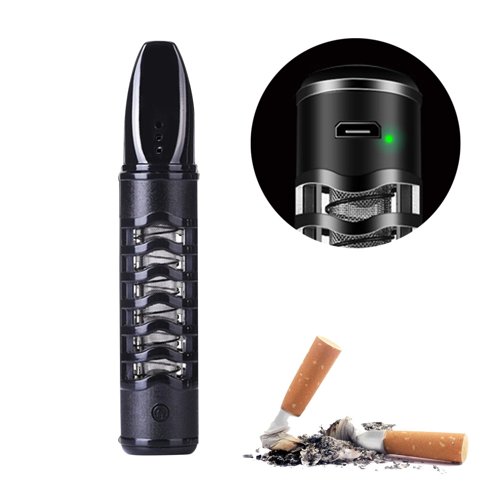 1 Ashtray Cover; 1 Charging Cable Car Usb Charging Ashtray Lazy Holder Does Not Drop The Ash Ashtray Filter Holder With Usb Tungsten Coil Ashtray One Size Red