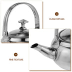 Stainless Steel Whistling Tea Kettle Stovetop Tea Pot Fast Boiling Heat Water Tea Pot 6.7" x 5.5" x 4.3" Silver