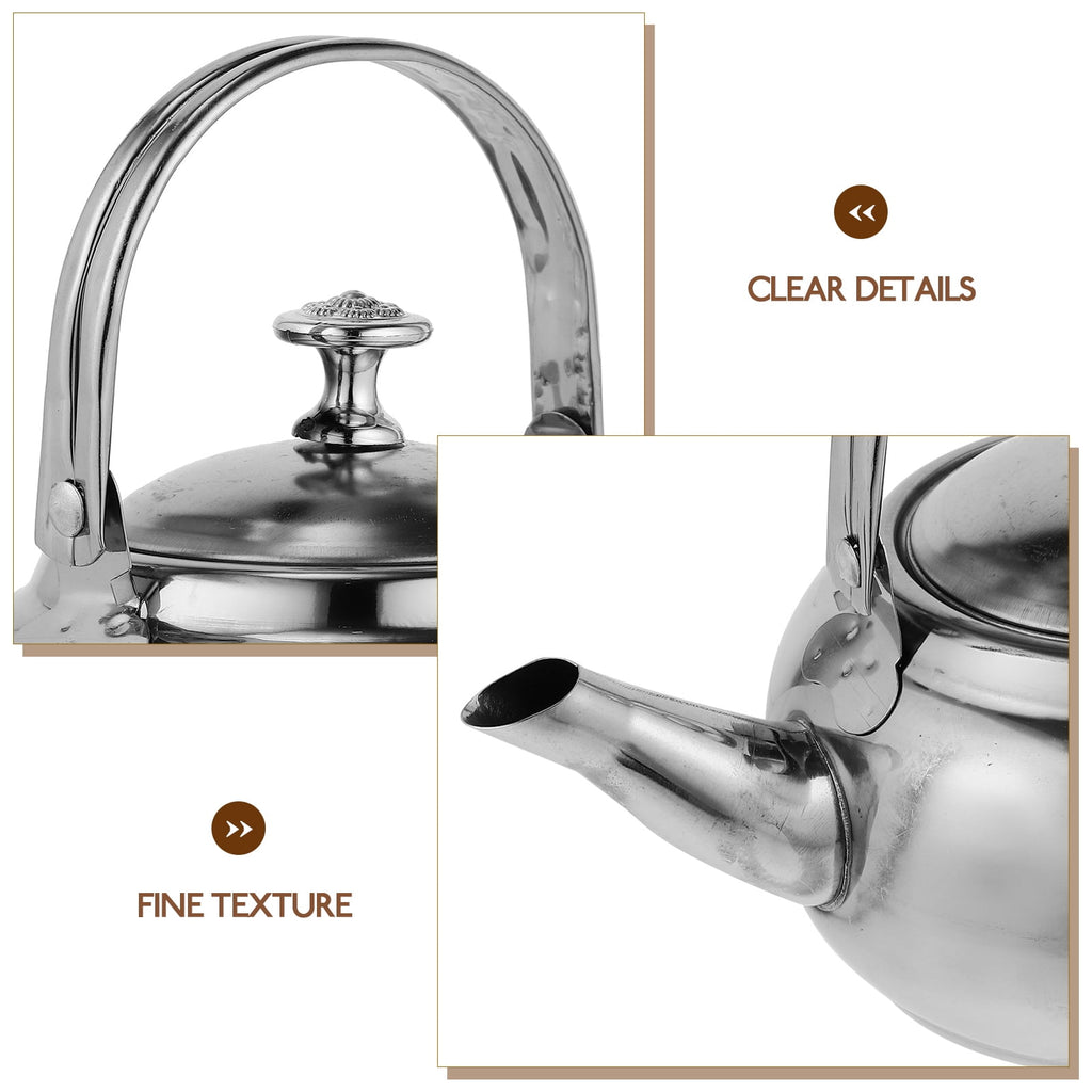 Stainless Steel Whistling Tea Kettle Stovetop Tea Pot Fast Boiling Heat Water Tea Pot 14X11CM Silver