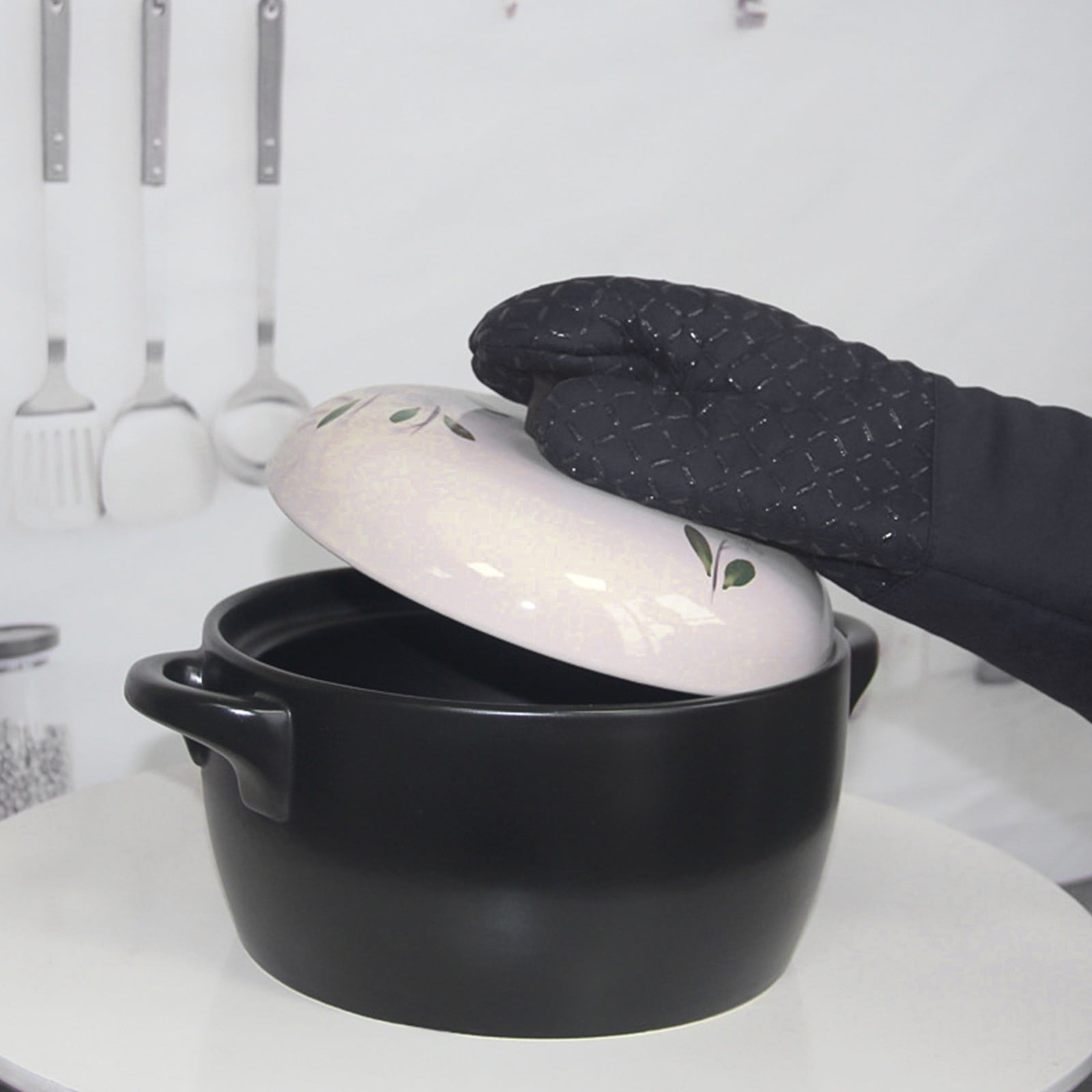 Oven Mitts ! Microwave Silicone Insulation Gloves Thickened Anti-Slip Kitchen Oven Baking Anti-Scalding Gloves, Include 1 Heat Resistant Oven Mitt Silicone Oven Mitt AS shown