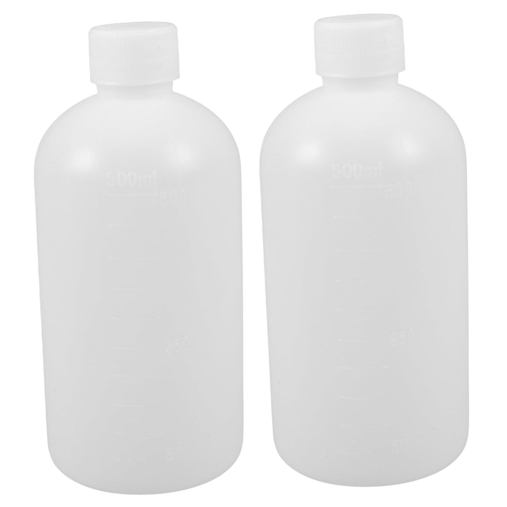 Masteelf 2Pcs Chemical Container Bottle Transparent HDPE Polyethylene Plastic 500ml 17.0X7.7X7.7in