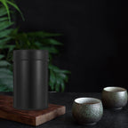 SWETRACE Small Metal Container Tea Canister Tinplate Black 2Pcs 4.72x2.95x2.95in